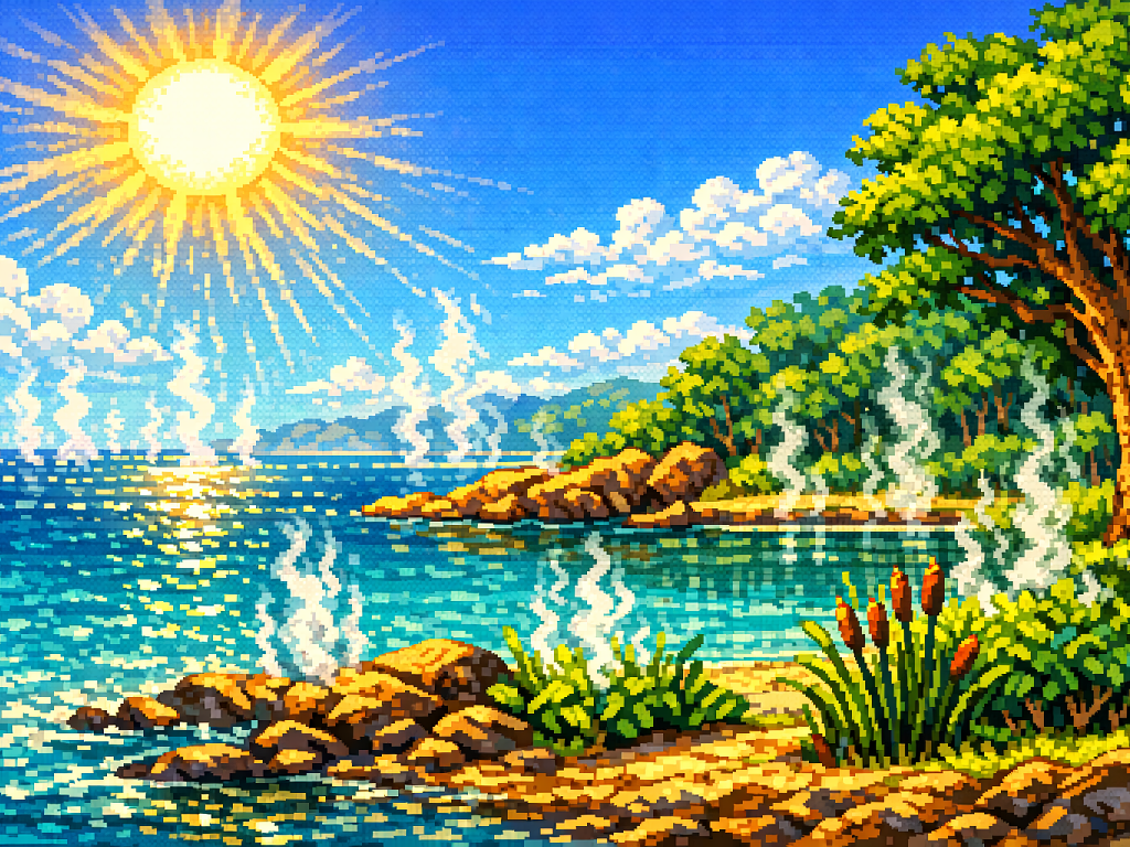 El Sol calienta el agua y la transforma en vapor